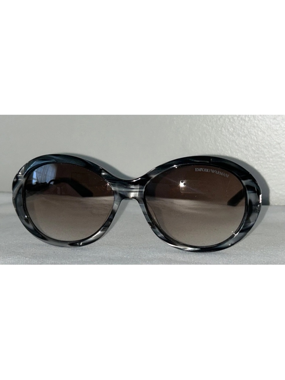 NEW! EMPORIO ARMANI EA9722 Oval Acetate Sunglasses in Gray Mother-of-Pearl